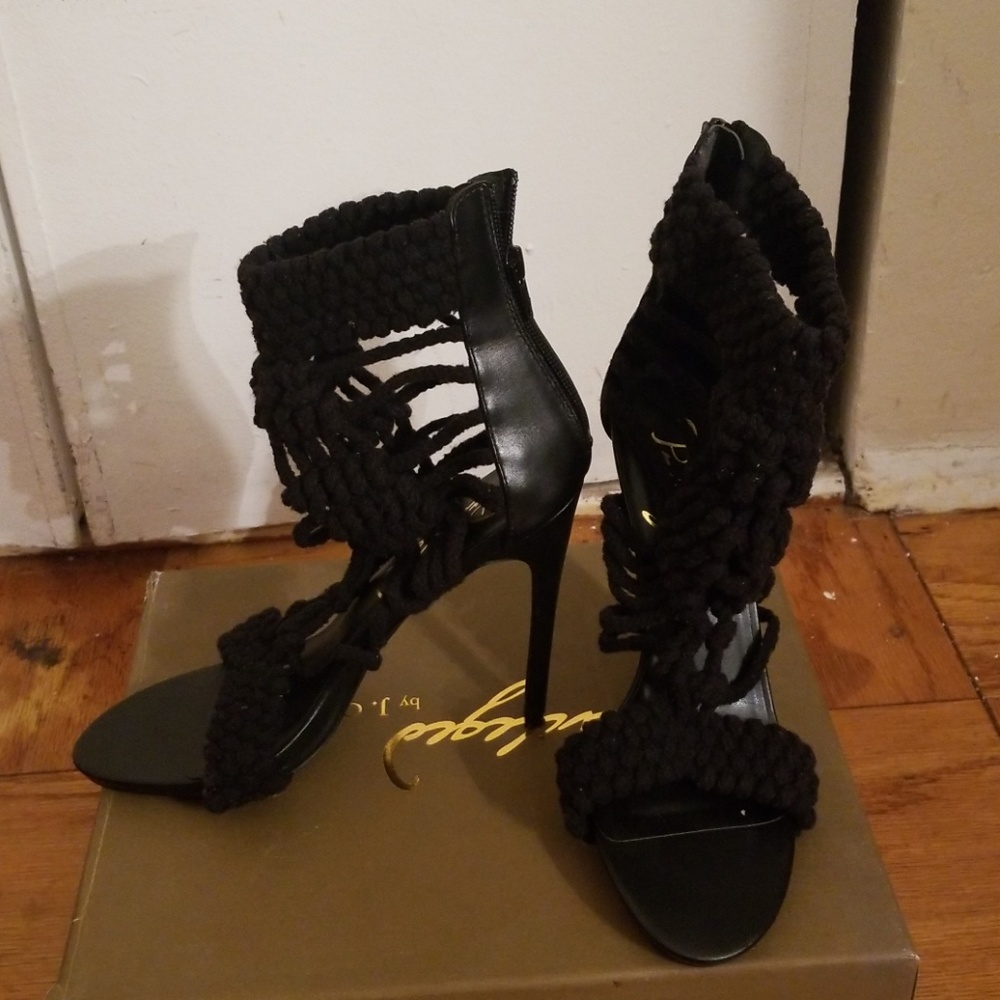 Privileged Black Knit Heeled Sandal